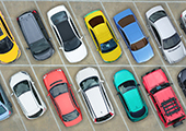 overhead view of parked cars